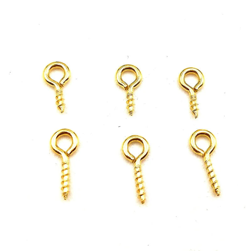18K Gold Plated DIY Jewelry Finding Accessory Stainless Steel Screw Eye Needle Pins for Jewelry Making