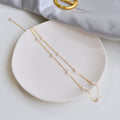 Handmade 14k  Gold Filled Korean Jewelry White Round Rice Pearl Vintage  Freshwater Pearl Necklace