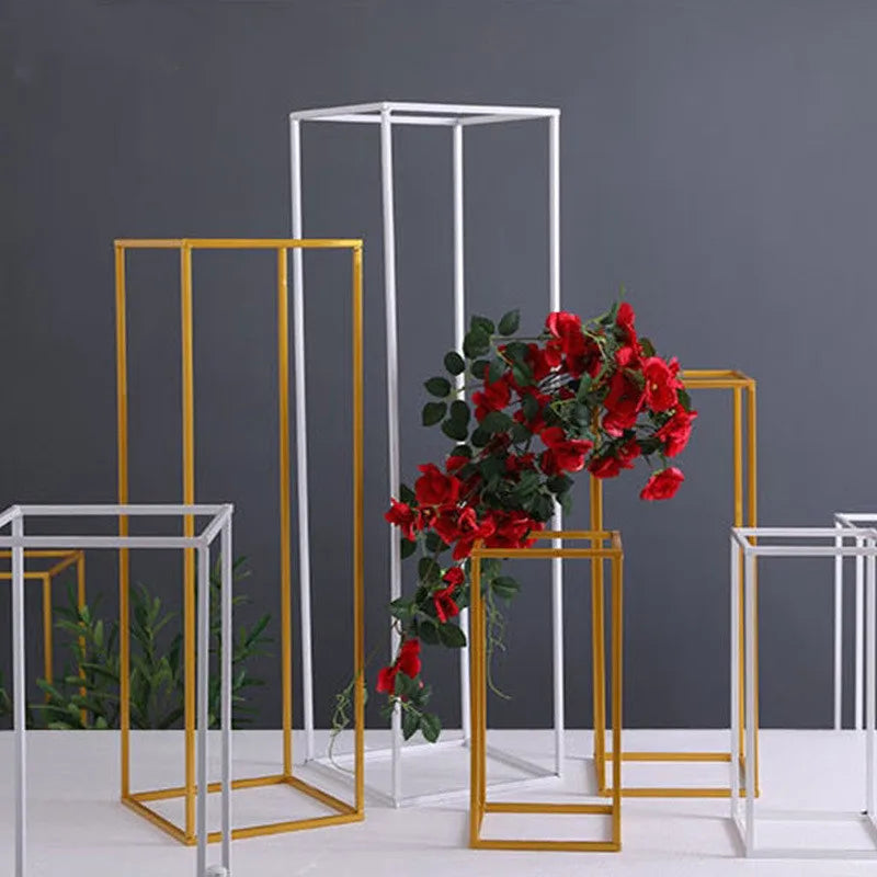 New 4pcs Modern Tall Metal Wedding Flower Stand Vase Set with Durable Golden Holder
