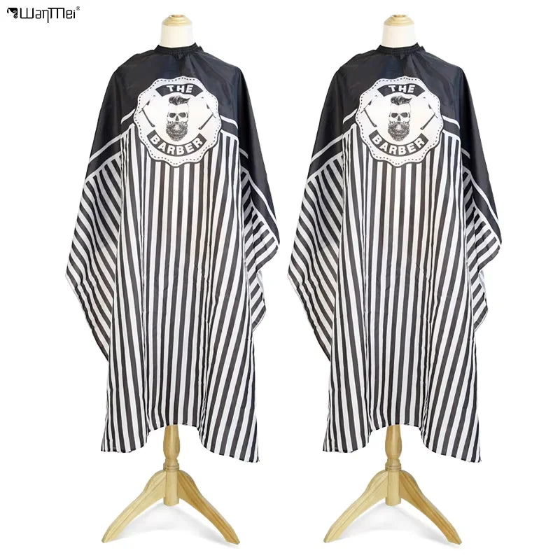 Wanmei Professional High Fashion Printing Haircut Cutting Tools Stripe Styling Pattern Waterproof Shawl Salon Aprons Barber Cape