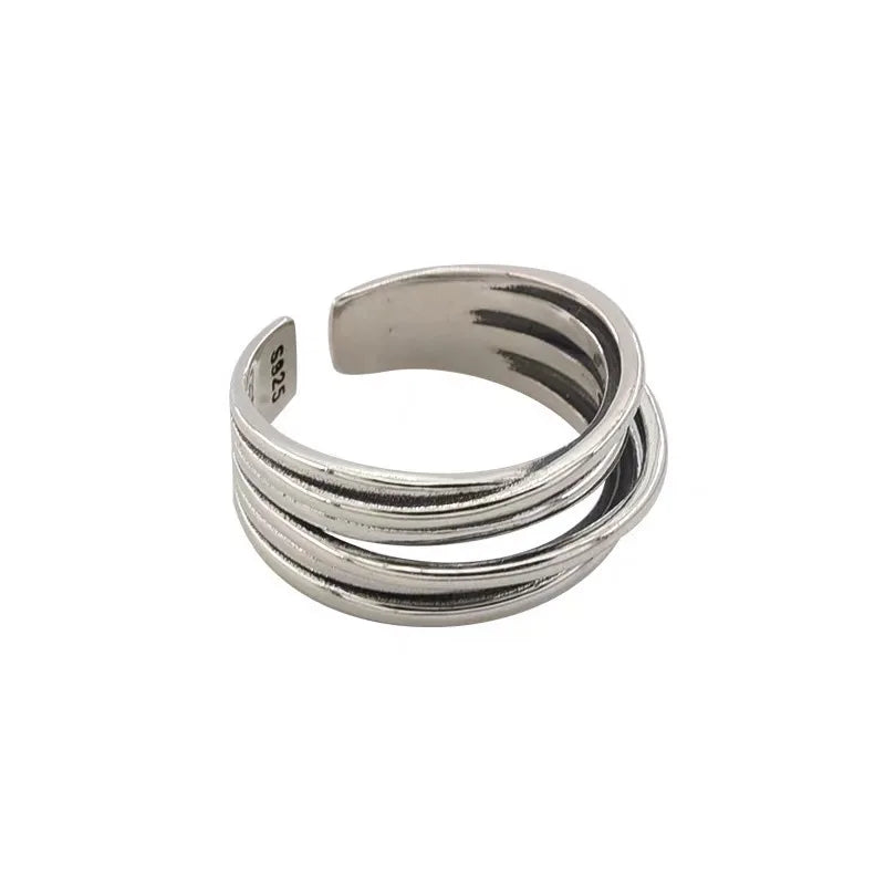 South Korea East Gate 925 Sterling Silver Cross Winding Retro Multi-layer Ring Ring Female INS Cold Wind