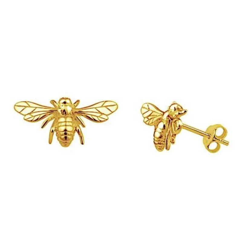 Milskye New Design 925 Sterling Silver Insect Jewelry 18k Gold Plated Bee Stud Earings