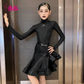 1Fashion Stage Dance Ballroom Dance Clothes Women Dancer Sexy Leopard/Black Fringe Dress Hand Drawn Professional Competition