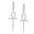 Vintage Boho Shiny Bohemian Cross Drop Earrings Baroque Dangle Earrings Ankh-Egyptian Cross Earrings Key Cross Jewelry