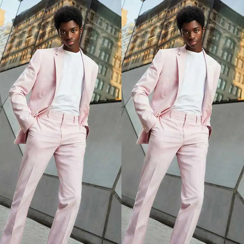 Pink Latest Coat Pants Design Men Suits for Wedding Tuxedo Prom Business Groom  2 Pieces Formal Suit Costume Homme Man Blazers