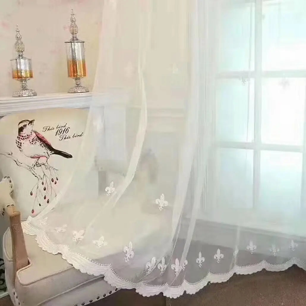 Factory Supply Sheer Embroidered Window Curtain Fabric