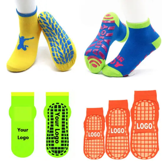 Custom Anti Slip Bulk Wholesale Anti slip Non slip Non Skid Trampoline Grip Kids Ankle Socks