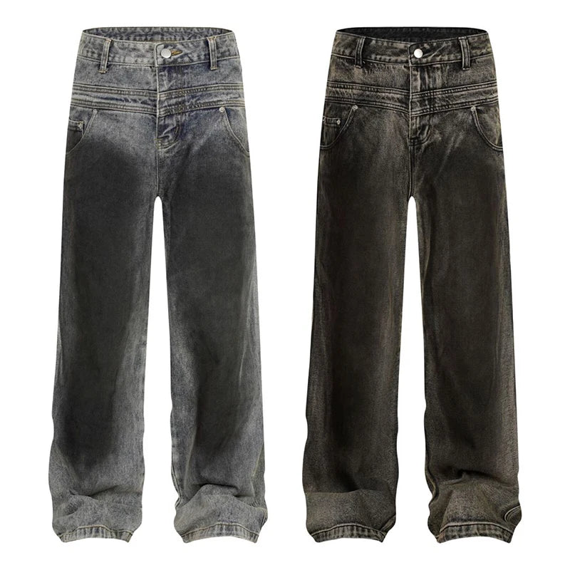 Jeans Flare Pant for Men Street Trends Vintage Button Jeans Wash Loose and Wide Legs  Latest Ladies Jeans