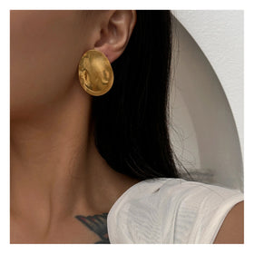 ERESI 2024 Summer 18k Gold Plated Unique Hypoallergenic Stainless Steel Minimalist Vintage Court Design Lace Hoop Earrings