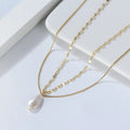 RINNTIN GPN15 Wholesale Box Chains Jewelry Double Layer Chain 925 Sterling Silver 14k Gold Plated Freshwater Pearl Necklace