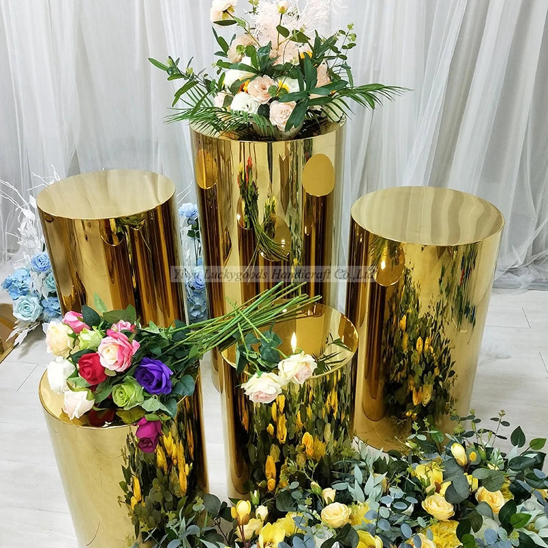 Luckygoods HOT Creative Design Gold Stainless Steel Flower Stand for Wedding Decoration BXG210511-12