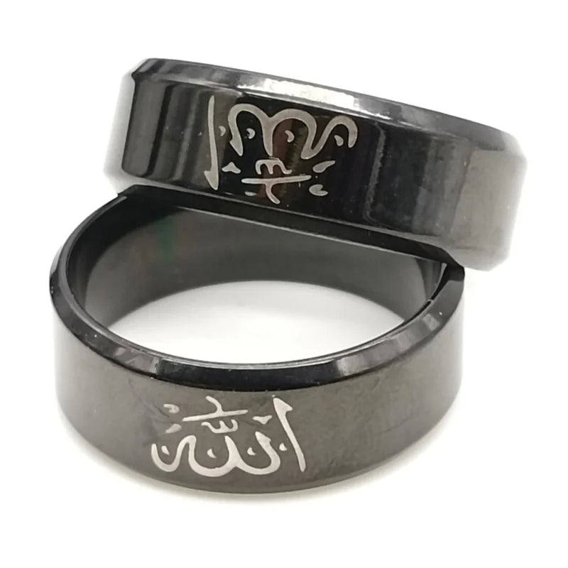 Stainless Steel Black Plated   Ring Islamic Muslim Arab Finger Ring Jewelry