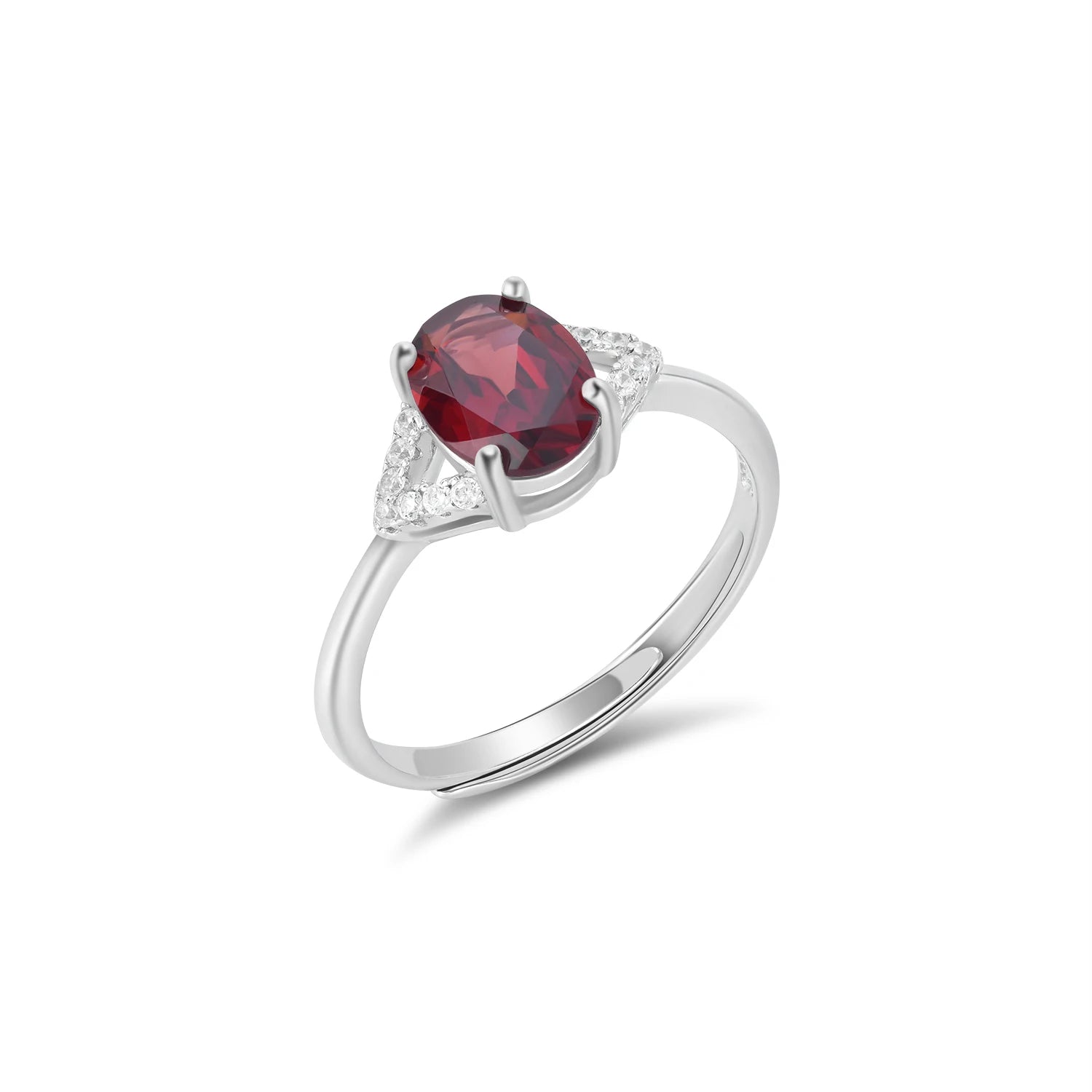 YBO 1.1CT Natural Garnet Gemstone Adjustable 925 Sterling Silver Rings Stylish Jewelry for Weddings Parties Anniversaries