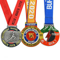 Customizable Zinc Alloy 3D Gold Plated Sport Medal Custom Color Shape Letterpress Printing Marathon Theme Laser Engraving