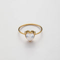 Minamilist Waterproof 18k Gold Plated Jewelry Tarnish Free Stainless Steel White Zircon Love Heart Ring for Women YF3674