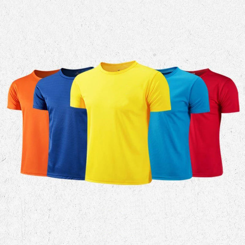 Men's Quick Dry Short Sleeve Gym Running Moisture 100% Polyester Tshirt Gym Clothes Mens Fitness Workout Clothing Shirts