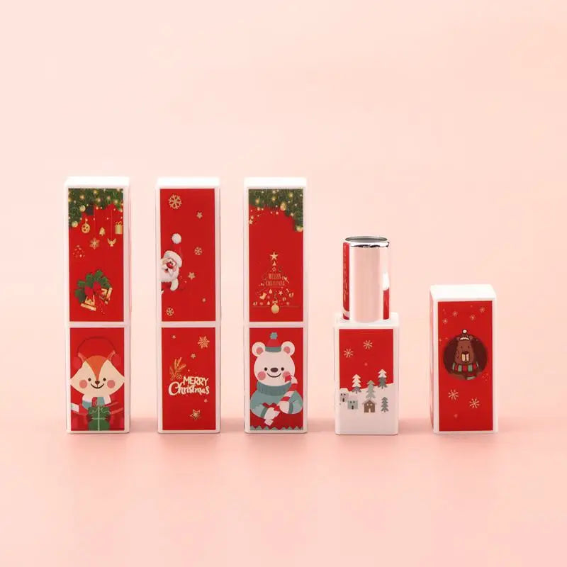 Hot Sale Luxury Custom 3D Cute Screen Printing Christmas Square Magnetic Empty Lipstick Tube Plastic Container for Cosmetics
