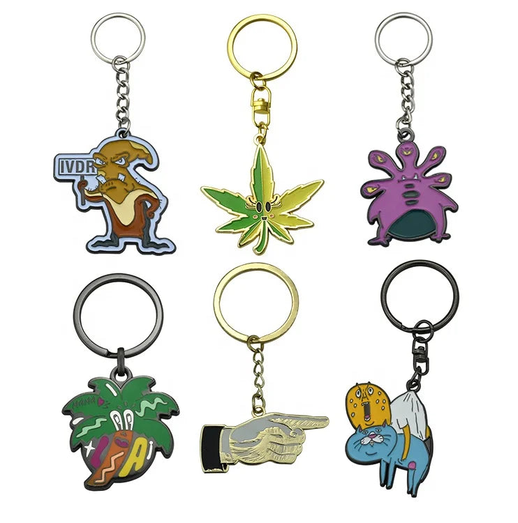 Custom Metal Embroidered Anime Cartoon Logo Carabiner Keychain with Customized Size and Fashion Trend Design