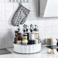 Factory Wholesale Multifunctional 360 Rotating Plastic Kitchen Organizer with Folding Rack and Spice Rack Serving Tray