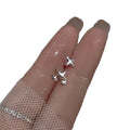 Real 925 Sterling Silver Asymmetrical Star Stud Earrings for Women Girls Fashion Jewelry 2024
