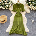 Dresses for Ladies LW1367 Vintage-Inspired Women'S Knit Dress With Flounce Hem - Elegant and Timeless Long Dress Ladies Clothes
