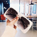 2022 Luxury Gradient Sunglasses for Women New Rimless Square UV Sunglasses with Gold Metal Frame Trimmed Trendy Style