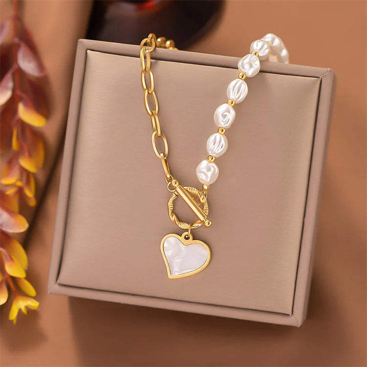 Hot Sale Fashion Personalized Stainless Steel Minimalist Baroque Pearl Necklace Fresh Water Pearl Necklace