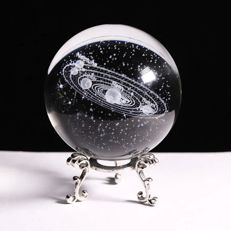 Fashion Desktop Decoration Fengshui Ball Christmas Gifts 60mm Silver/Gold Crystal Solar System Santa Claus 3D Laser Engraved
