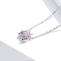 925 Sterling Silver Ladybug Insect Pendant New Style Pink CZ Trendy Choker Necklace for Ladies for Wedding Engagement Party