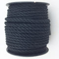 Black 6mm Macrame Cotton Twisted Cord 3 Strands Packaging Rope