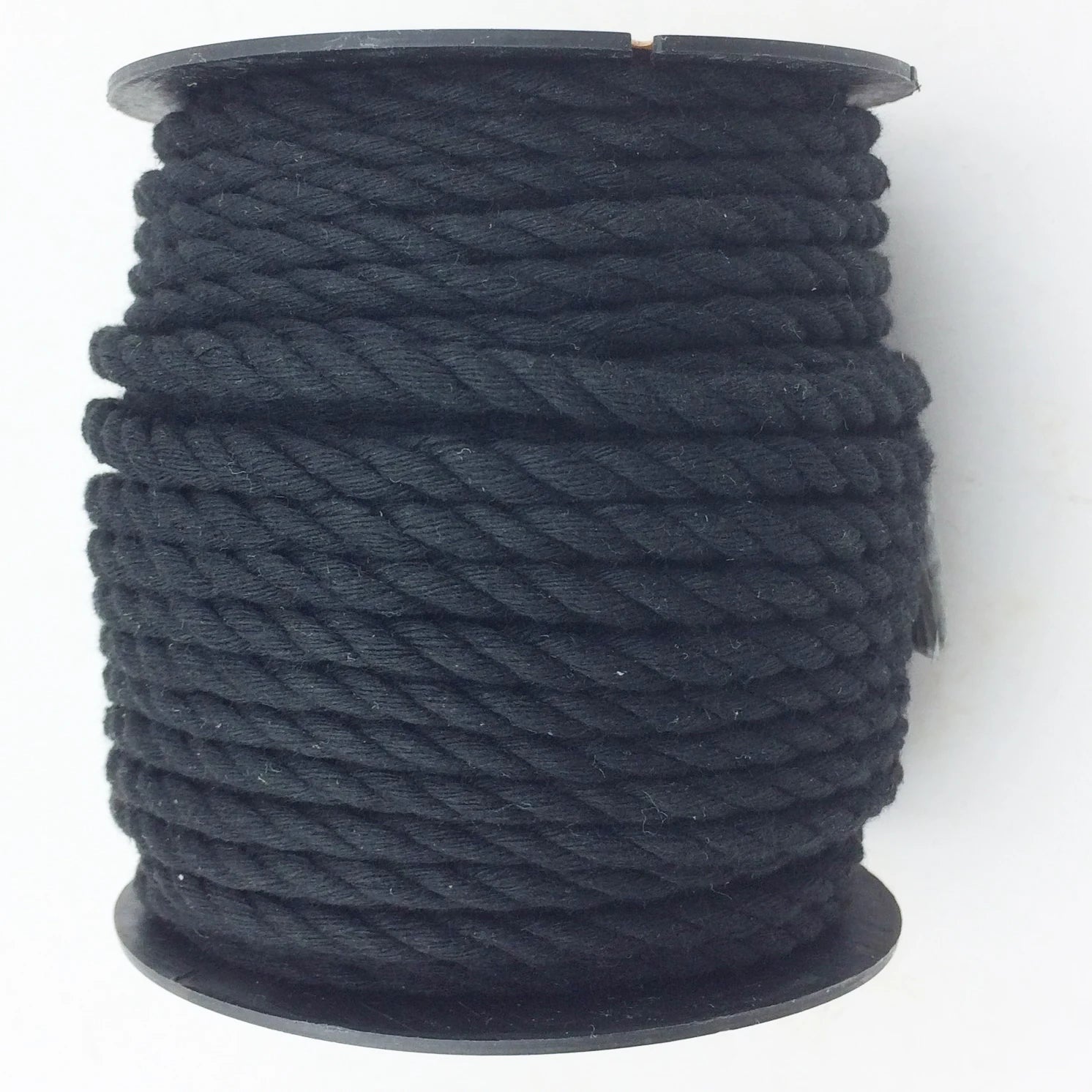 Black 6mm Macrame Cotton Twisted Cord 3 Strands Packaging Rope