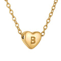 Dainty Heart Shape Tarnish Free Initial Letter Pendant Necklace Stainless Steel Alphabet Design Jewelry