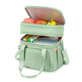 Double Deck Insulated Lunch Bag Large Leak Proof Tote Cooler Wide Open Dual Compartment Lunch Bags with Shoulder Strap