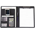 A4 Black PU Leather Clipboard Folder with Phone Holder Multi-Functional Business Conference File Folder for Filing Products