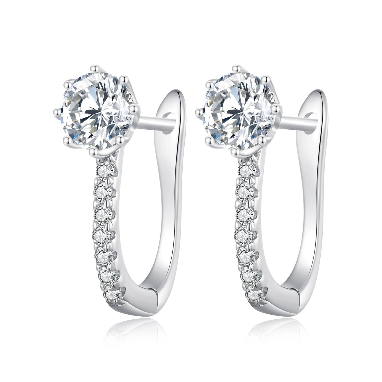 925 Sterling Silver U-Shape Ear Buckles Minimalist Platinum Plated Classic Hoop Earrings for Women Fine Jewelry BSE856