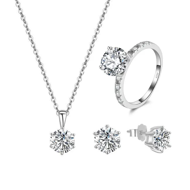 RINNTIN SS2 Accesorios De Dam Dubai Jewelry Sets Jewellery 925 Silver Zirconia Ring Earrings Necklace Wedding Jewelry Sets
