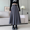 XS-XL Women's Autumn/Winter New Half Skirt Mid Length High Waisted Pleated Skirt Belt Ballet Swing A-line Skirt