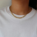 EManco Figaro Chain Link Necklace Hip Hop Stainless Steel 14k Gold Plated Chain Necklace for Women Mens Jewelry