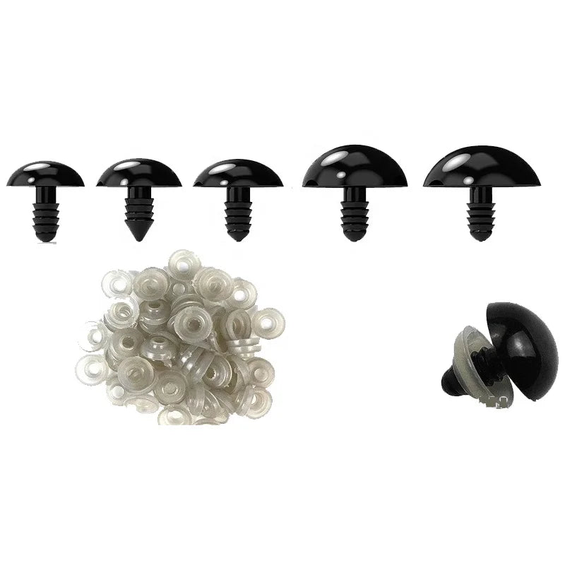 PP Plastic Safety Eyes for Doll Crafts DIY Plush Toys-Black 30pcs EN-71 Certified Handmade Various Sizes (16-24mm)