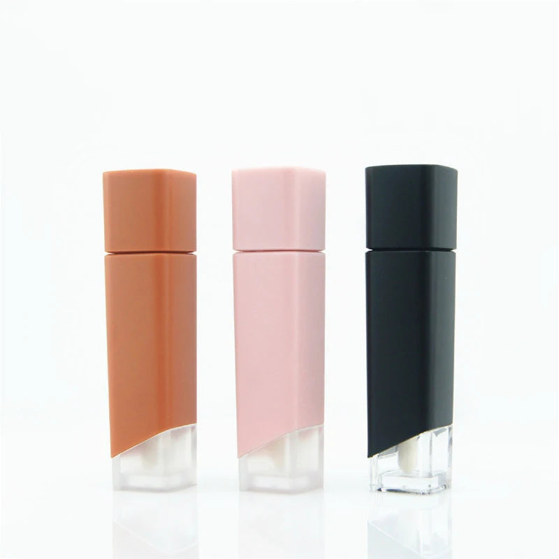 Yueshunxing 5ml Liquid Lipstick Packaging Custom Label square Unique clear  Window Chocolate Lip Gloss Tube with Wand