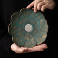 Evergreen Glaze Gold and Silver Color Lotus Plate Ceramic Retro Small Pot Fruit Plate Tea Tray Tea Table