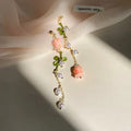 FanYue 2022 Ins New Product Asymmetrical Earring Green Acrylic Flower Earrings for Women Girls