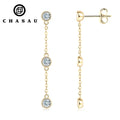 China Manufacturer Round Cut 3mm 0.1CT Moissanite 925 Sterling Silver Dangle Tassel Earrings for Women