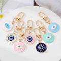 Retro Round Evil Eye Keychain Cartoon Boho Blue Eye Key Ring Luck Charms Bag Earphone case Key Accessories