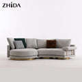 Zhida Furniture Italy Luxury I-Shaped Velvet Sectional Sofa Set for Home Hotel Lobby Apartment Villa-Leisure Floor Seating