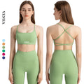 Custom Logo Plus Size Breathable Medium Support Sexy Cross Back Gym Workout Top Removable Padded Yoga Bra Women