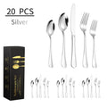 20-Piece Luxury Matte Modern Gold Silver Stainless Steel Metal Cutlery Set Eco-Friendly with Mirror Polish for Weddings Events