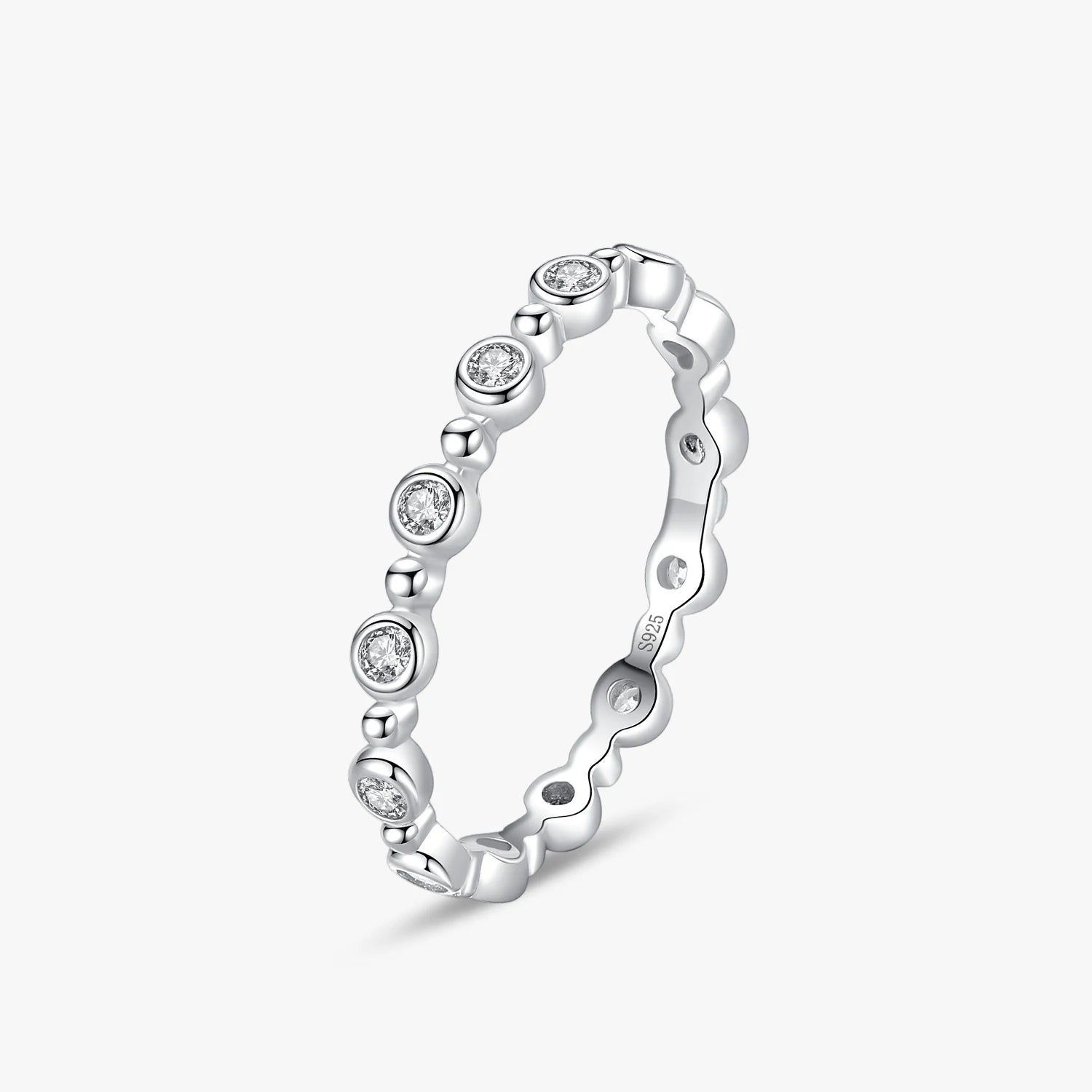 Ailmay Real 925 Sterling Silver Stackable CZ Ring Fashion Simple Heart Clear Zircon Finger Ring Fine Female Fashion Jewelry