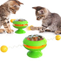 Pet Items Fancy Multi Function Sucker Turntable Rotating Spring Ball Teaser Stick Interactive Cat Toy With Catnip