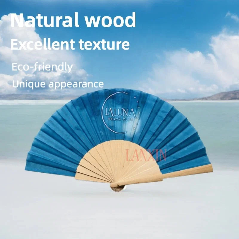 Customized Eco-Friendly Carved Wooden Folding Hand Fans for Wedding Party Advertising Promotional Gifts